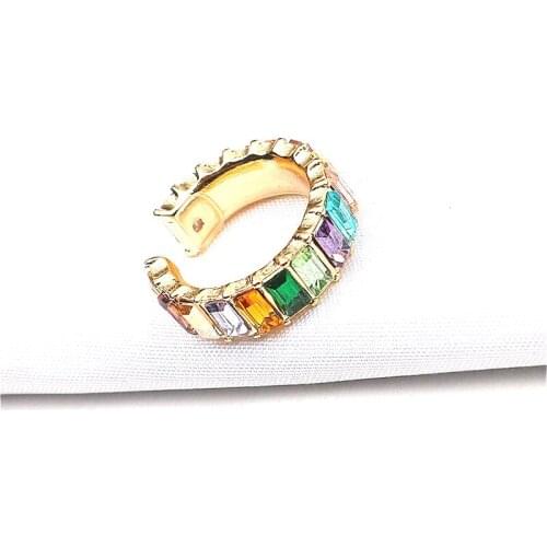 1@# 2021 New Fashion C Shape Stud Earrings Geometric Styles Golden Color Earring Zircon Earrings For Women Jewellery