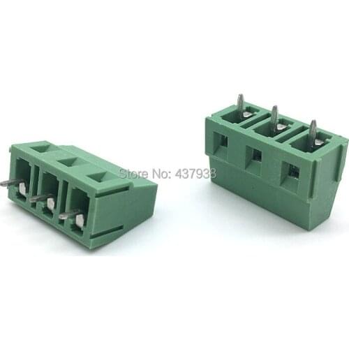 100pcs KF128-7.5-3P Screw 3Pin 7.5mm Straight Pin PCB Screw Terminal Block Connector 300V/10A Green Color
