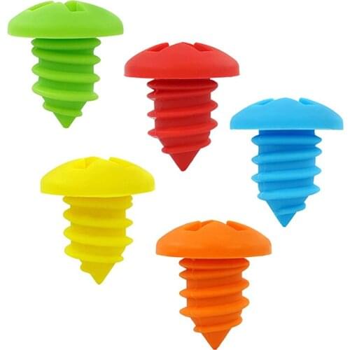 200Pcs Silicone Red Wine Stopper Screw Shape Wine Bottle Cap Creative Wine Accessories Home Party Use Food-grade Kitchen Gadget