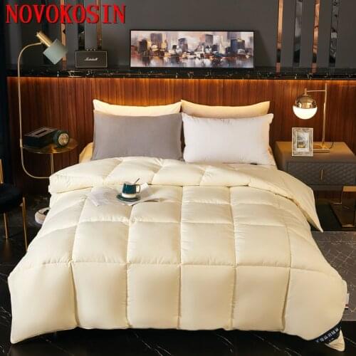 2021 Plus Size Winter Solid Feather Velvet Duvet White Core Quilt Thickened Warm Winter Goose Down Quilt Nucleo De Terciopelo