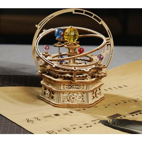 3D Wooden Puzzle Starry-Night Music Box Kits Sets DIY Manual Stunning Gifts for Adults Teens Chidren Home Decoration Collection