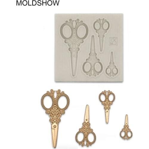 3D Retro Scissors Shape mould DIY Fondant chocolate fudge cake decoration baking confectionery tools silicone mold Soap Molds