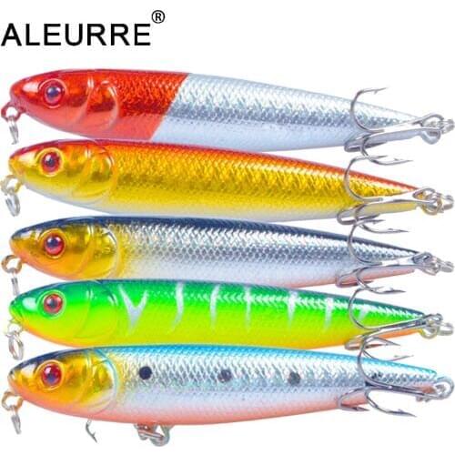 8cm 9.5g Pencil Fishing Lure Snake Head Hard Artificial Bait 3D Eyes 6# Hooks Fishing Wobblers Topwater Crankbait Minnow Pesca