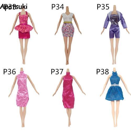 6sets Fashion Doll Accessories Colorful Outfits Clothes For Barbie Doll Short Dresses For 1/6 BJD Doll House Dolls Clothing Set