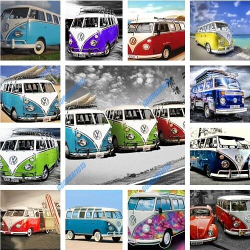 Bus Car Wall Art 5D DIY Diamond Painting Mosaic Diamond Embroidery Full Living Room Home Decor Cross Stitch Kits