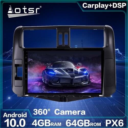 For Toyota Prado 2010-2013 Android Screen Car GPS Navigation Multimedia Player Android 10.0 4GB 64GB PX6 Auto Stereo Head Unit