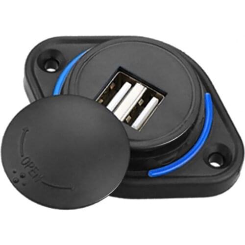 Car Charger 3.1A 12-24V 18W PC Slide Lid Car Bus Boat Dual USB Port Charger Power Socket Outlet Battery Charging Units