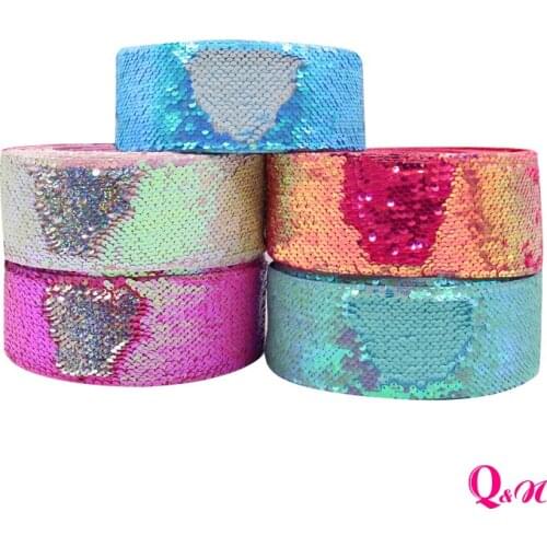 2Y 5Y 3" 75mm Solid Sequin Ribbon Fashion Textile DIY Hairbows Accessories Apparel Sewing Fabric Home Textile Sequin Ribbon