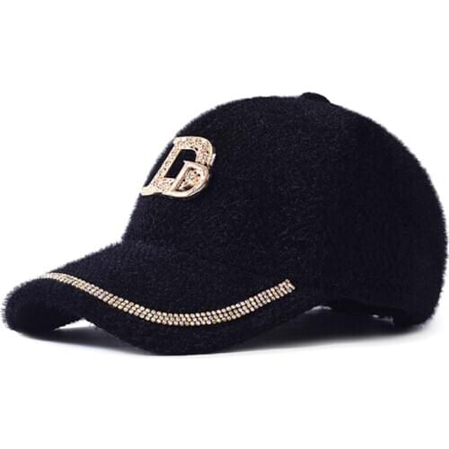 Fashion lamb wool baseball cap letter embroidery casual warm hat Snapback Bone Hip Hop Caps