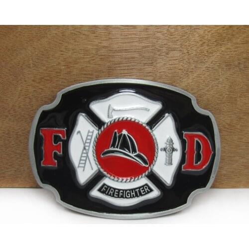 BuckleClub wholesale Zinc alloy fire department cowboy jeans gift belt buckle FP-01368-1 pewter finish 4cm width loop