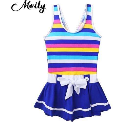 One-Piece Suits Swimwear Toddler Colorful Striped Bikini Summer Monokini Swimming Bathing Suit Beach Wear Kids Girls Swimsuits