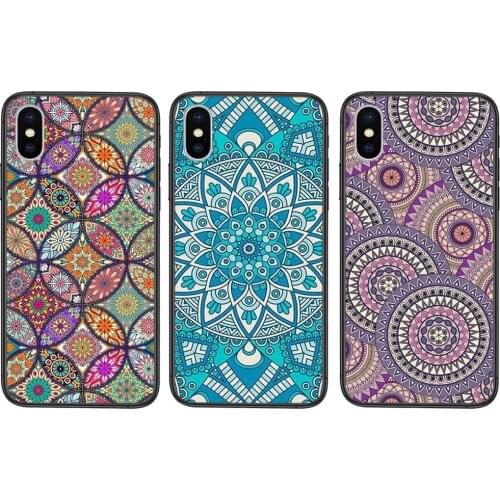 Sweet Black Totem Mandala Flower For Xiaomi Redmi K40 K30 K30S K20 Gaming 9 9C 8 8A 7 7A 6 6A 5 4X 4A Nfc Plus Pro 5G Black