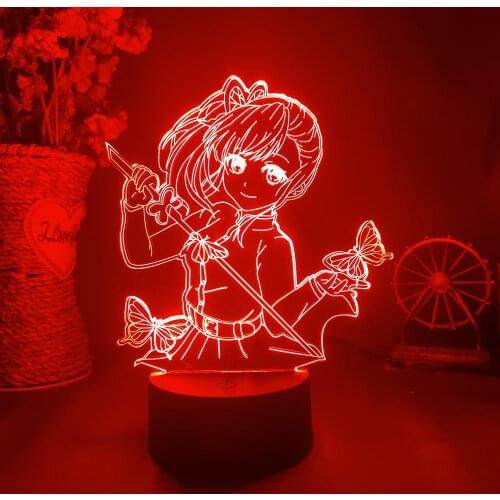 Tsuyuri Kanawo Silhouettes 3D Illusion Night Lamp Anime Character from Demon Slayer Otaku Gift LED Sensor Light Room Desk Decor
