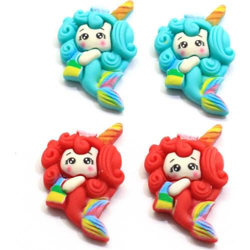 Resin Flatback Cabochon Cartoon Princess Unicorn Mermaid Cabochons for Hair Bows Accessories Scrapbooking Diy Jewelry