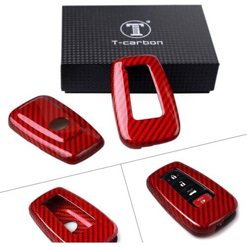 Carbon Fiber ​Red Car Key Shell Key Fob Case Cover For Toyota RAV4 Camry Corolla C-HR Prius etc