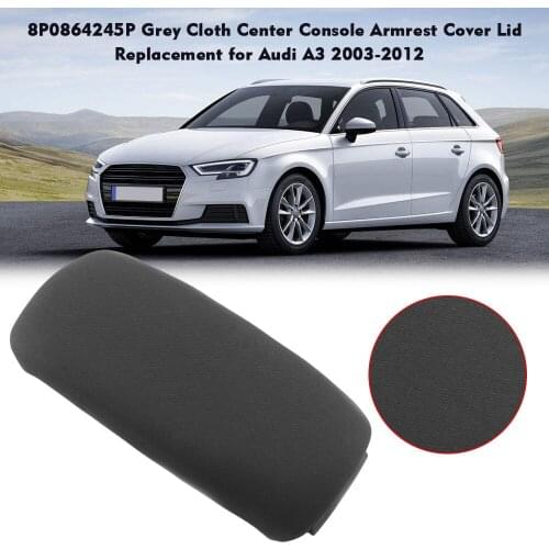 8P0864245P Grey Cloth Center Console Armrest Cover Lid Replacement for Audi A3 2003-2012