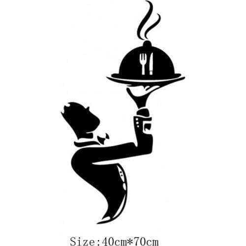 KUCADA cartoon chef man food wall sticker for kitchen decoration cabinet stove mural art decal diy wallpaper black WP1132