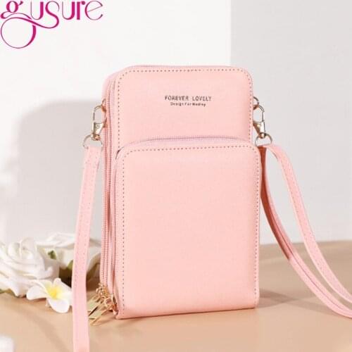 Gusure Mini Crossbody Shoulder Bags Women Multi-functional Touchable Cell Phone Pocket Card Purse Female Small Messenger Pouch
