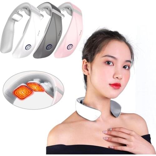 3 Head Heating Neck Massager With Remote Control TENS Pulse Neck Shoulder Massage Pain Relief Cervical Relaxation Physiotherapy