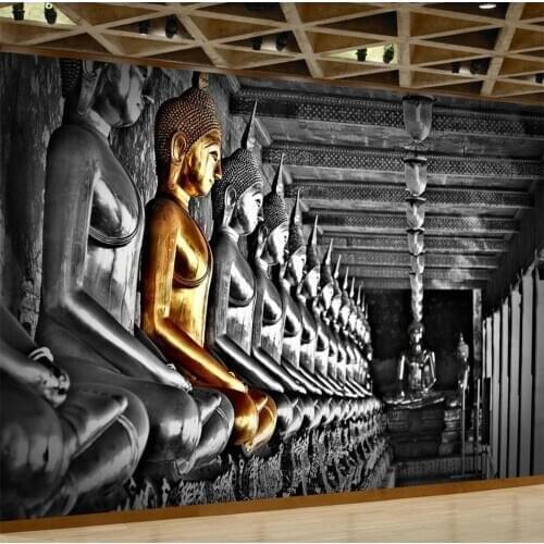 Milofi Professional Custom 3D Wallpaper Mural Buddha Statue Background Wall Painting Decorative Painting Wallpaper