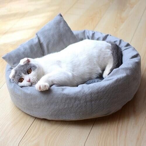 Soft Warm Cat Bed Dog Puppy Bed With Cushion Mats Short Plush Comfortable Pet Dog Cat Sleep House