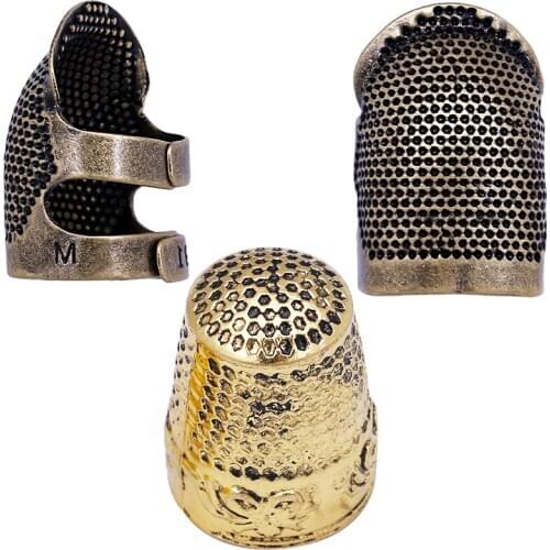 Imzay 3Pcs Sewing Thimbles Finger Protector Adjustable Fingertip Thimble Metal Shield Protector for Sewing Embroidery Needlework