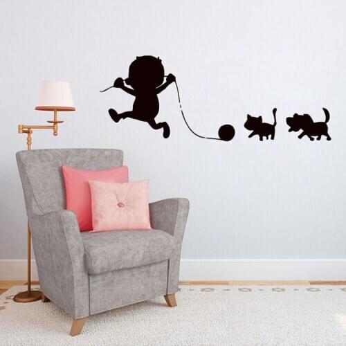 Little Boy Playing With Pets Wall Sticker Pets Shop Wall Decals Home Decor Kids Children Room Decoration Nursery Wall Art Murals