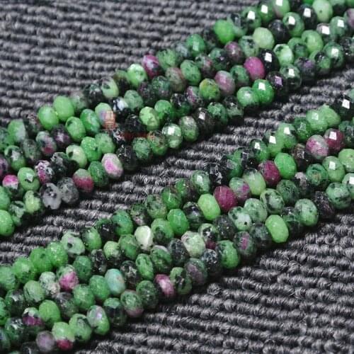 Natural Zoisite Stone Beads Green Faceted Rondelle Spacer DIY Loose Beads For Jewelry Making beads Accessories 38cm