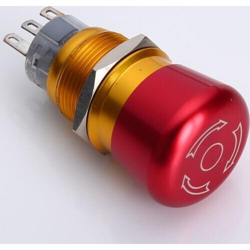 ONPOW 19mm 1NO1NC Push lock - Turn reset Metal Emergency Stop Button Switch (LAS1-AGQ-11TSB) CE,ROHS