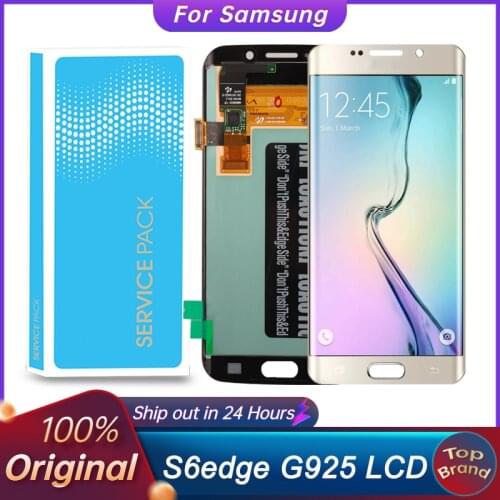 ORIGINAL 5.1'' SUPER AMOLED Display for SAMSUNG Galaxy S6 edge LCD + Frame G925 G925I G925F Touch Screen Digitizer Repair Parts