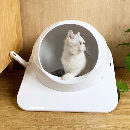 Training Fully Enclosed Cat Litter Box White Modern Big Cat Litter Box Cute Cat Litter Box Arenero Gato Cat Supplies BD50CB