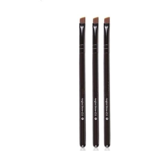 Bevel Angled Nylon Eyebrow Brush Black Wooden Handle Eyebrow Powder Applicator Makeup Brushes Tool