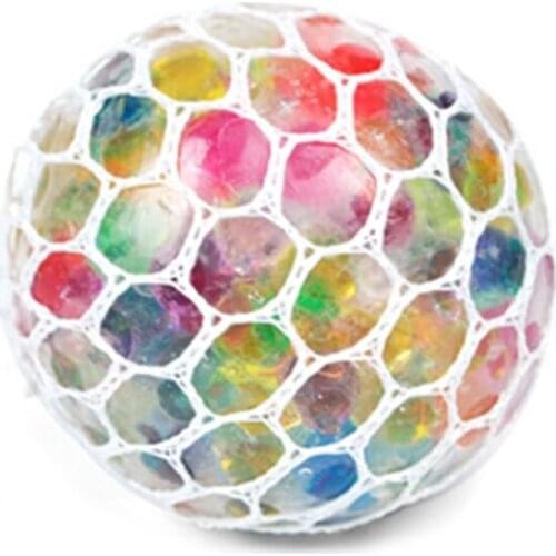 Led Glowing Vent Toy, Anxiety Stress Relieve Squeeze Ball, Colorful Grape Mesh Ball for Adults and Kids