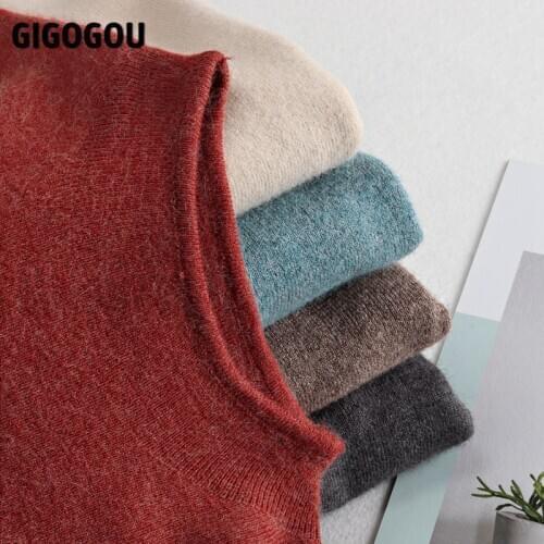 GIGOGOU Cashmere Sweater Women Turtleneck Knitted Pullovers Top Autumn Winter Warm Long Sleeve Elegant Female Jumper Pull Femme