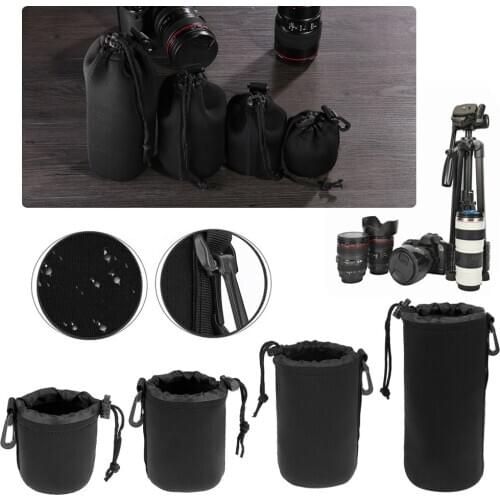 Universal Neoprene DSLR Camera Lens Pouch Case Waterproof SLR Lens Shockproof Soft Protective Bag for Canon Nikon Sony