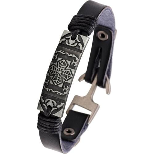 Vintage Cross Style Bracelets Innovative Design Fashion Men Women Leaf Leather Bracelet Classic Gift