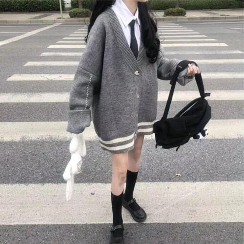 Autumn Winter New Japanese Sweet Lazy Style JK Knitted Sweater Cardigans Long Sleeve Korean Loose Cardigan Student Coat Fashion