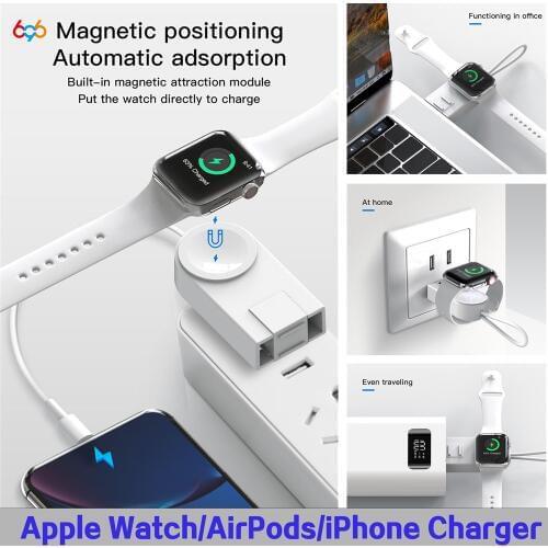 For Apple Watch Airpods Charger Cable Fast Wireless Charger For iWatch 1 2 3 4 5 Portable USB Phone Cables For iPhone 11 Pro Max