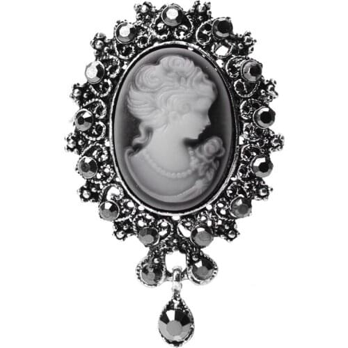 Lady Vintage Cameo Victorian Style Wedding Party Women Pendant Brooch Pin