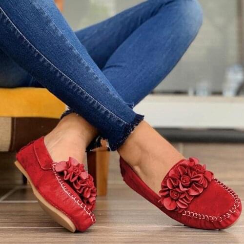 Women Shoes 2021 Handmade Ethnic Women Flats Leather Shoes Flat Flower Moccasins Soft Bottom Loafers Slip on Ladies Shoes Loafer