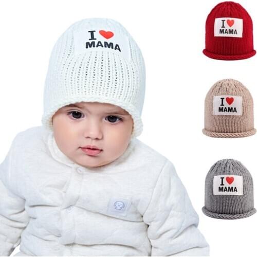 Baby Boy Girl Winter Hat Woolen Warm Knitted Kids Hat Skullies Beanies Cute Love Mama Bebe Children Hats and Caps czapka zimowa