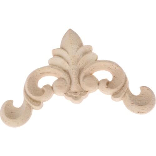 1Pc 8x8cm Unpainted Wooden Carved Decal Corner Woodcarving Onlay Applique Flower Furniture Cabinet Door Frame Mirror Decoration