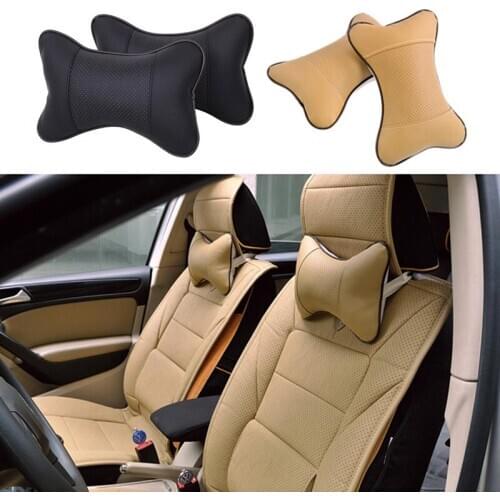 1Pc Car Seat Pillow Headrest Driving Head Neck Breathable Automobile Pillows Rest Pad Interior PU Leather