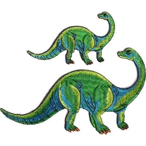 2Pcs Dinosaur Clothing Patches Embroidered for Children Cartoon Tyrannosaurus Applique Iron on Patch Sewing Accessories