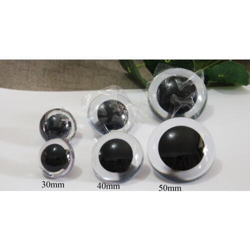 30mm/40mm/50mm new big size round shape clear plastic safety toy eyes with white hard washer-20pcs--50pcs---100pcs option