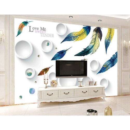 The custom 3D murals,3D stereo beautiful feather fashion abstract background wall,living room sofa TV wall bedroom wall paper