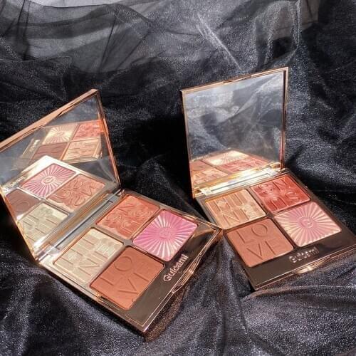 4 Color Highlighter Palette Bronzer Makeup Highlight Shimmer Brighten Skin Face Contour Blusher Iluminador Maquillage Palette