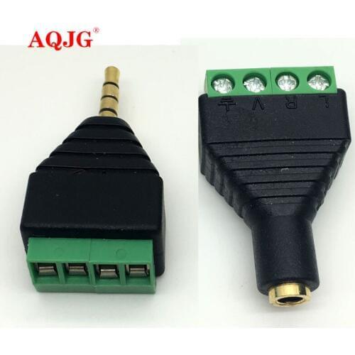 4 Poles 3.5mm Male Plug Female Jack to 4 Pins Screw AV Balun Terminal Audio Video AV Balun Adapter Wholesales Mod