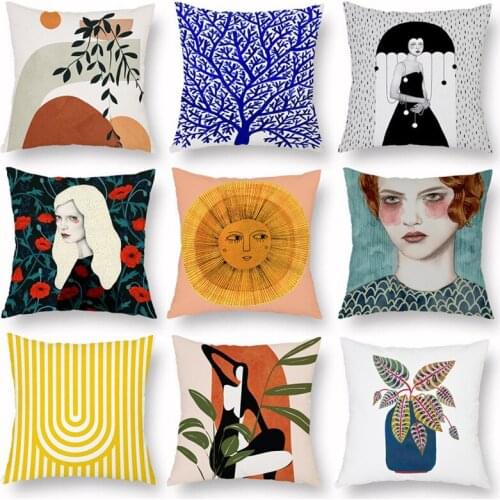 45*45cm Nordic Style Geometric Printed Cushion Cover Polyester Throw Pillowcase for Sofa Car Black Home Decorative Pillowcase