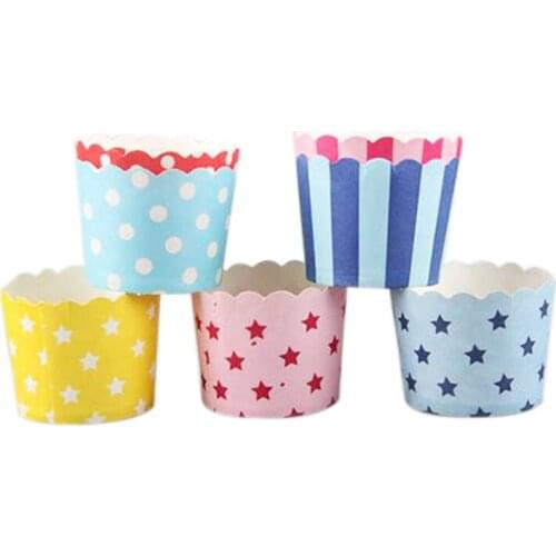50Pcs Color/Pattern Random Paper Baking Cups Muffin Cupcake Packing Cups-ABUX